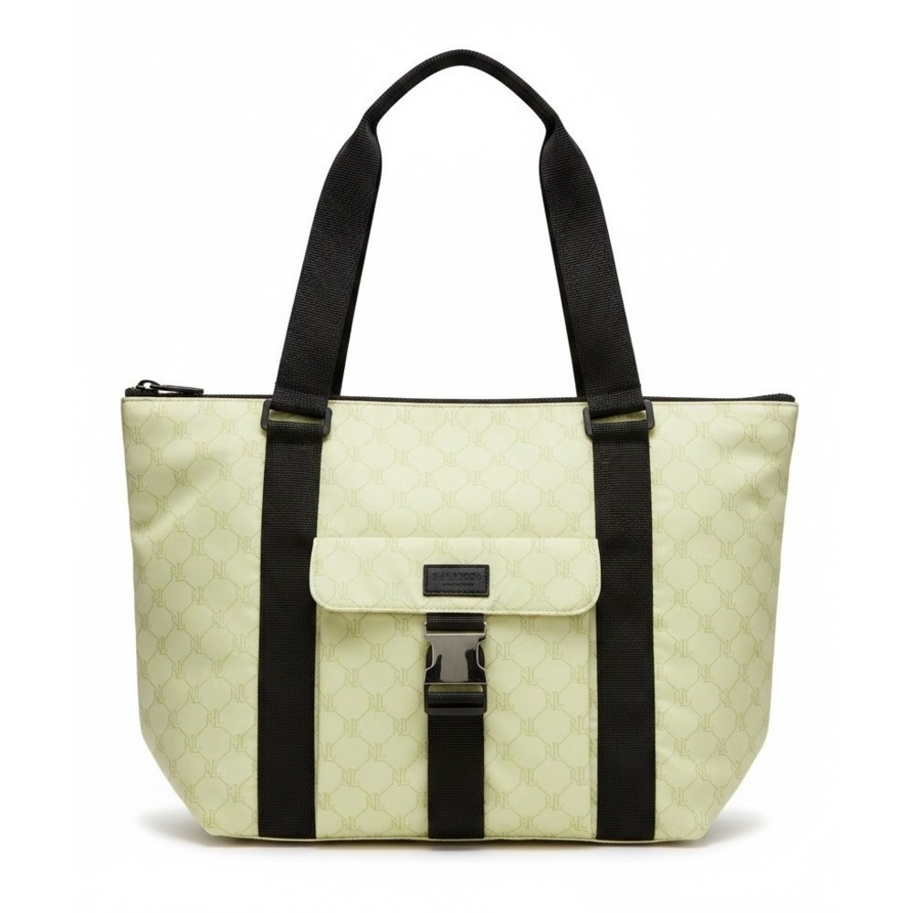 Vintage Ralph Lauren Monogram Nylon Tote Bag Lime Green Travel Tote